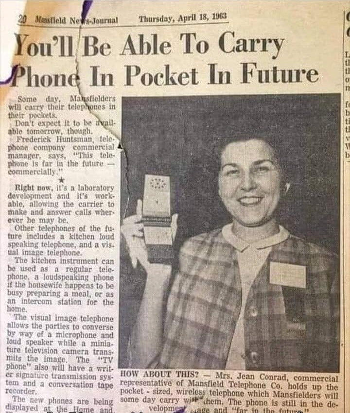News about Mobile phone in 1963! Mrs. Jean Conrad!
