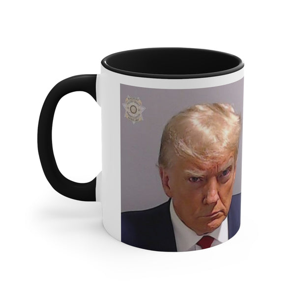 Trump's Mug Shot on a Accent Coffee Mug, 11oz