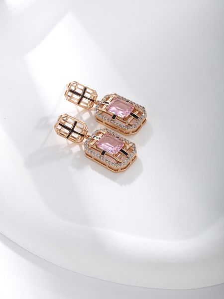 18K gold plated square zircon earrings