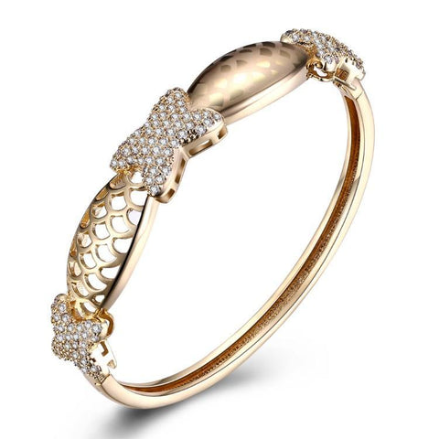 Austrian Crystal 18K Gold Plated Triple X's Bangle ITALY Made - gocyberbiz.com