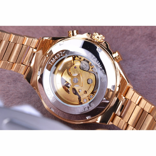 Mechanical Sport Design Golden Men's Watches - gocyberbiz.com