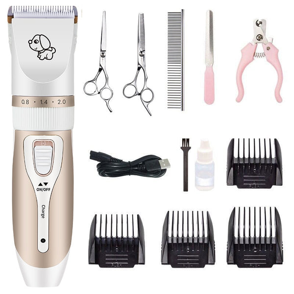 Rechargeable Professional Hair Clipper (Pet/Cat/Dog/Rabbit) Hair Trimmer Dog Hair Clipper Grooming Shaver Set Pets Haircut Tool - gocyberbiz.com