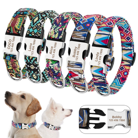 Dog Collar Nylon Pet Dog Tag Collar Adjustable Engraved Puppy Cat Nameplate ID Collars For Small Large Dogs - gocyberbiz.com