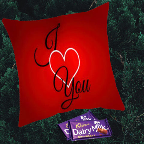 Trendy Valentine cushion cover and filler  with two chocolate - gocyberbiz.com