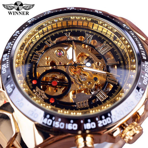 Mechanical Sport Design Golden Men's Watches - gocyberbiz.com